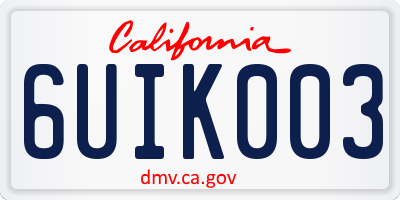 CA license plate 6UIK003