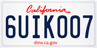 CA license plate 6UIK007