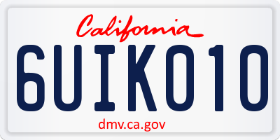 CA license plate 6UIK010