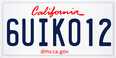 CA license plate 6UIK012