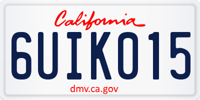 CA license plate 6UIK015