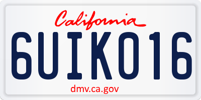 CA license plate 6UIK016