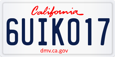 CA license plate 6UIK017