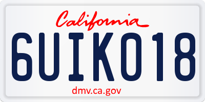 CA license plate 6UIK018