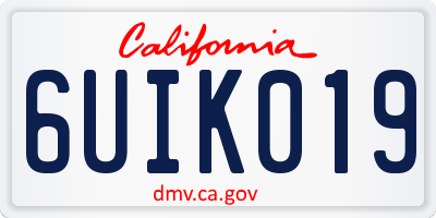 CA license plate 6UIK019