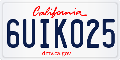 CA license plate 6UIK025
