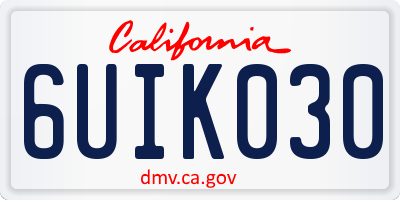 CA license plate 6UIK030