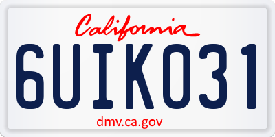 CA license plate 6UIK031