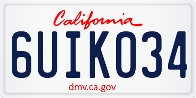 CA license plate 6UIK034