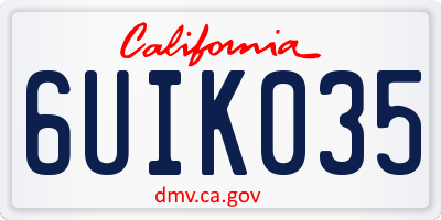 CA license plate 6UIK035