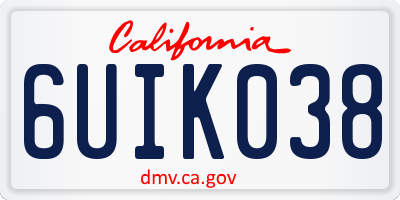 CA license plate 6UIK038