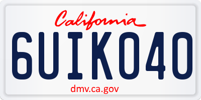 CA license plate 6UIK040