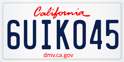 CA license plate 6UIK045