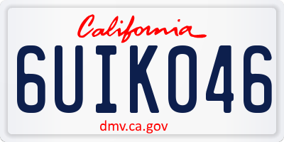 CA license plate 6UIK046