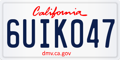 CA license plate 6UIK047