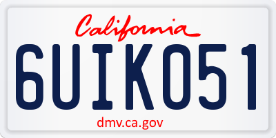 CA license plate 6UIK051