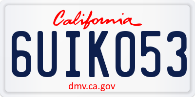 CA license plate 6UIK053