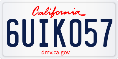 CA license plate 6UIK057