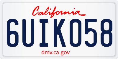 CA license plate 6UIK058