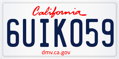 CA license plate 6UIK059