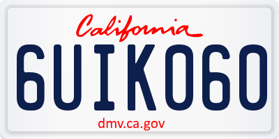 CA license plate 6UIK060
