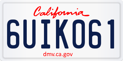 CA license plate 6UIK061