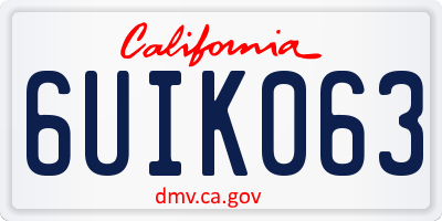 CA license plate 6UIK063