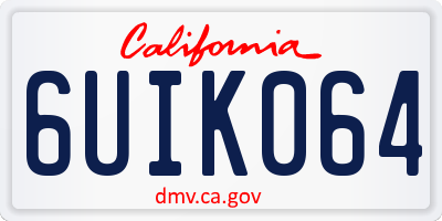 CA license plate 6UIK064