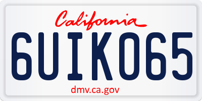 CA license plate 6UIK065