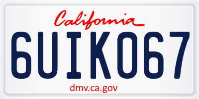 CA license plate 6UIK067