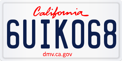 CA license plate 6UIK068