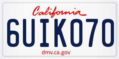 CA license plate 6UIK070