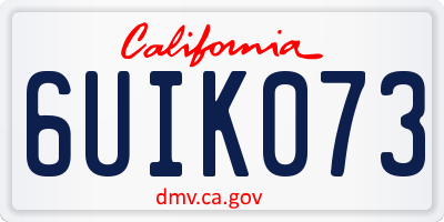 CA license plate 6UIK073