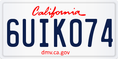 CA license plate 6UIK074