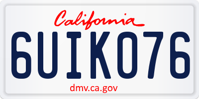 CA license plate 6UIK076