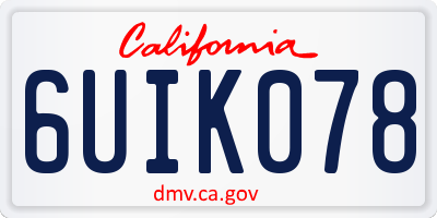 CA license plate 6UIK078