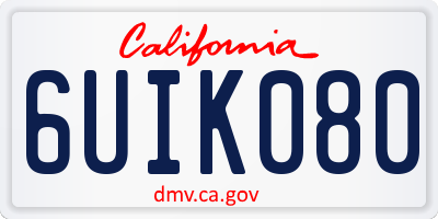 CA license plate 6UIK080