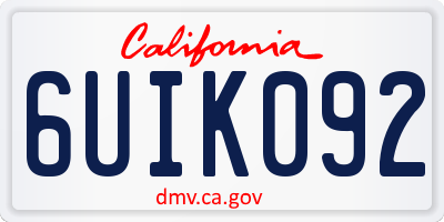 CA license plate 6UIK092