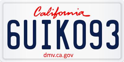 CA license plate 6UIK093