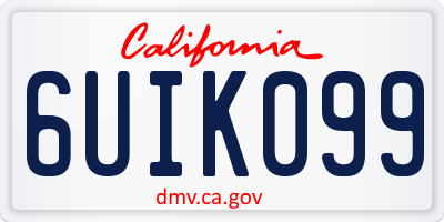 CA license plate 6UIK099