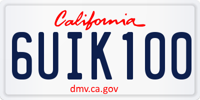 CA license plate 6UIK100