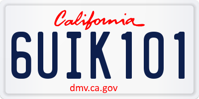 CA license plate 6UIK101