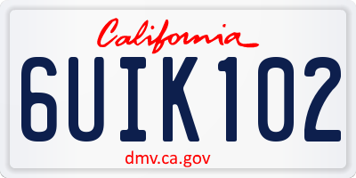 CA license plate 6UIK102