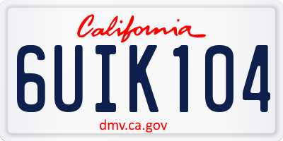 CA license plate 6UIK104