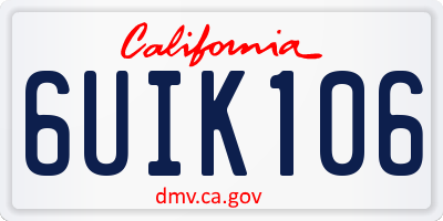 CA license plate 6UIK106