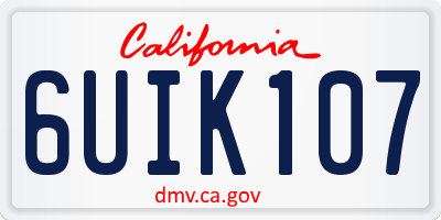 CA license plate 6UIK107