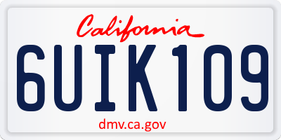 CA license plate 6UIK109