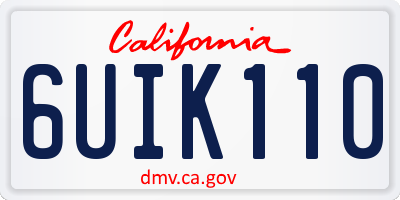 CA license plate 6UIK110