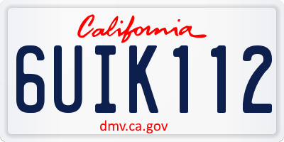 CA license plate 6UIK112