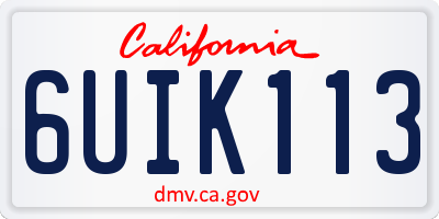 CA license plate 6UIK113